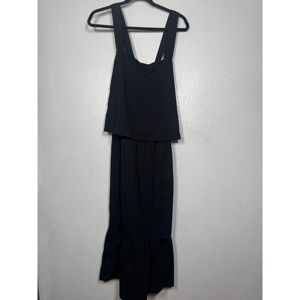 New J. Jill Everyday Cross-Strap Dress Black Sz L Tall Tiered - Picture 3 of 5